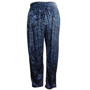 Womens L Pants Navy Crushed Velour Elastic Waist Soft Stretch Goth Vintage 90s